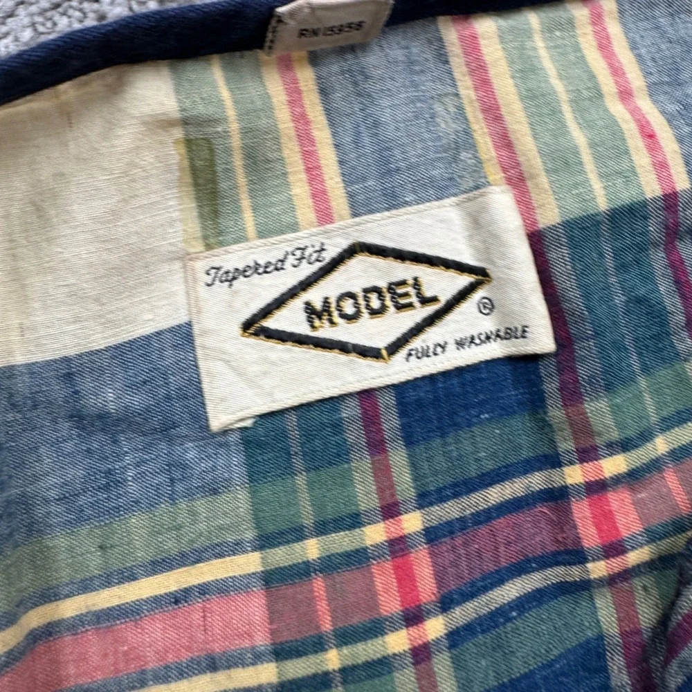 Vintage 1970s MODEL Youth 16 Short Sleeve Henley Plaid Tapered Fit Women's Small - Picture 3 of 6